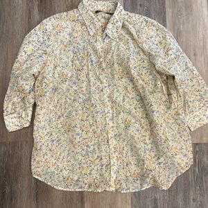Ralph Lauren Cream Casual Button Down Shirt with Floral Print